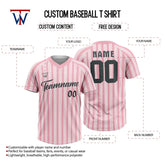 Custom White-Pink Stripe Throwback Baseball Jersey